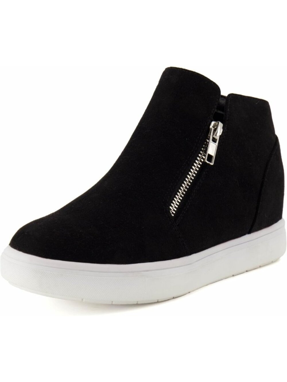Lightweight Hidden Wedge Fashion Sneakers for Women - Casual Dual Zipper Shoes